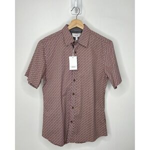 NWT Smash Button Down Shirt Mens Small Mauve White Polka Dot Casual Pocket